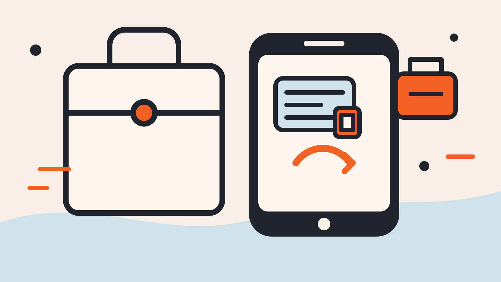 An open suitcase beside a phone switching to a travel eSIM, with a home carrier card nearby